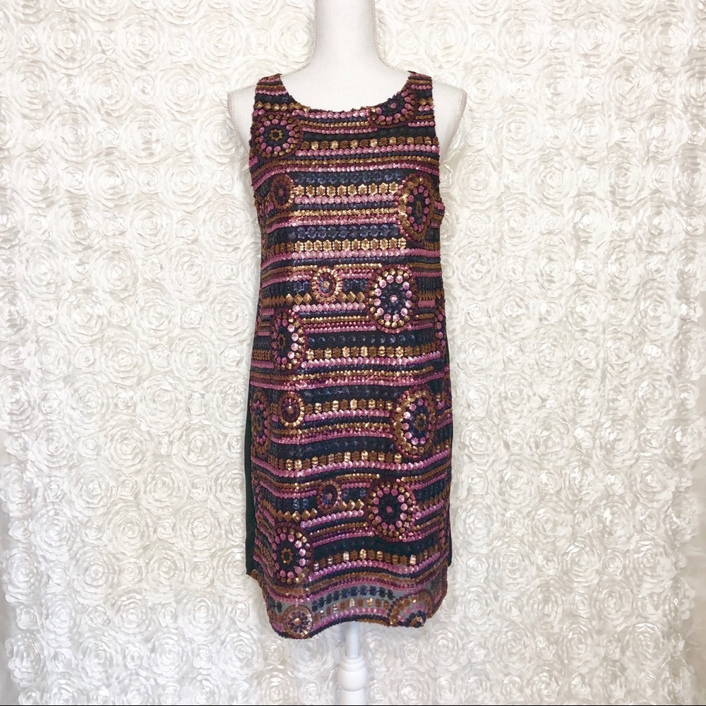 Everly Sleeveless purple black Sequin Dress